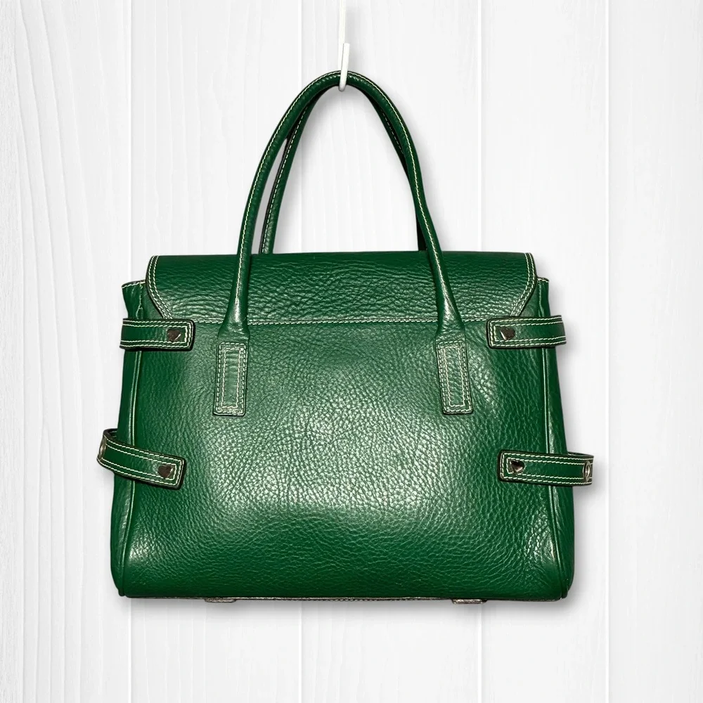 Luella Leather Bartley Giselle Grommet Satchel Hand Bag Green